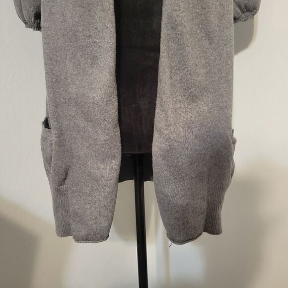 New York & Co. Gray 3/4 Sleeve Shawl Collar Open Front Long Cardigan Size M - Picture 8 of 14